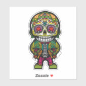 Sugar Skull Art - Mannelijk skelet in straatkledin Sticker (Vel)