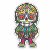 Sugar Skull Art - Mannelijk skelet in straatkledin Sticker (Voorkant)