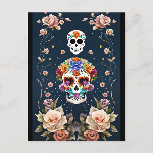 Sugar Skull Art - Mexicaans erfgoed Briefkaart (Voorkant)