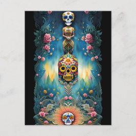 Sugar Skull Art - Mexicaanse Dag van de Doden: Briefkaart