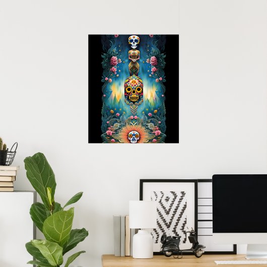 Sugar Skull Art - Mexicaanse Dag van de Doden: Poster (Thuiskantoor)