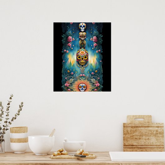 Sugar Skull Art - Mexicaanse Dag van de Doden: Poster (Keuken)