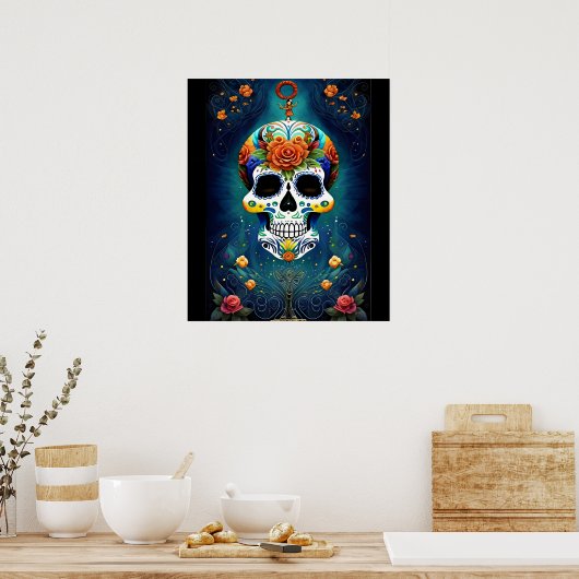 Sugar Skull Art - Mexicaanse magie Poster (Keuken)