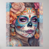 Sugar Skull Art - Mooie vrouw in schedel make-up Poster (Voorkant)