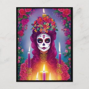 Sugar Skull Art - Mooie Vrouw op Altaar Briefkaart