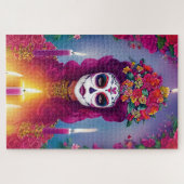 Sugar Skull Art - Mooie Vrouw op Altaar Legpuzzel (Horizontaal)