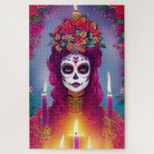 Sugar Skull Art - Mooie Vrouw op Altaar Legpuzzel (Verticaal)