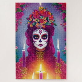 Sugar Skull Art - Mooie Vrouw op Altaar Legpuzzel