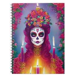 Sugar Skull Art - Mooie Vrouw op Altaar Notitieboek