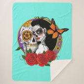 Sugar Skull Art Nouveau Sherpa Deken (Voorkant)