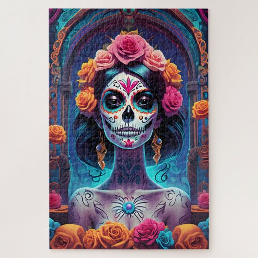 Sugar Skull Art - Omarm de elegantie Legpuzzel (Verticaal)
