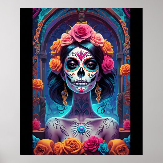 Sugar Skull Art - Omarm de elegantie Poster (Voorkant)