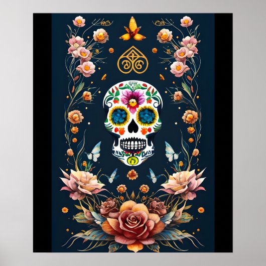 Sugar Skull Art - Omarm de feestelijke geest Poster (Voorkant)