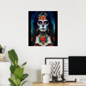 Sugar Skull Art - Omarm Dia de los Muertos Poster (Thuiskantoor)