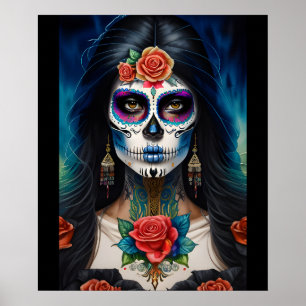 Sugar Skull Art - Omarm Dia de los Muertos Poster