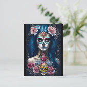 Sugar Skull Art - Opvallende vrouw in schedel make Briefkaart (Staand voorkant)