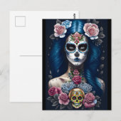 Sugar Skull Art - Opvallende vrouw in schedel make Briefkaart (Voorkant / Achterkant)