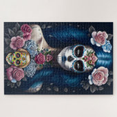 Sugar Skull Art - Opvallende vrouw in schedel make Legpuzzel (Horizontaal)