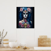 Sugar Skull Art - Opvallende vrouw in schedel make Poster (Keuken)