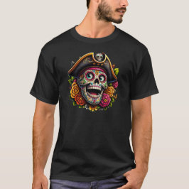 Sugar Skull Art - Pirate Skull T-shirt