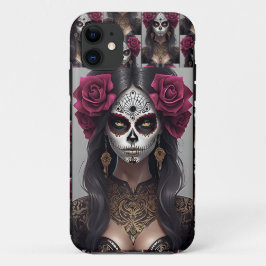 Sugar Skull Art - Rozen en feestvreugde Case-Mate iPhone Case