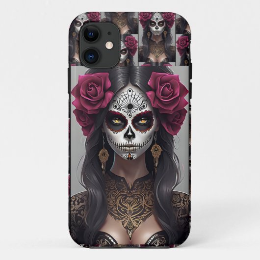 Sugar Skull Art - Rozen en feestvreugde Case-Mate iPhone Case (Achterkant)