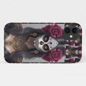 Sugar Skull Art - Rozen en feestvreugde Case-Mate iPhone Case (Achterkant (horizontaal))