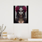 Sugar Skull Art - Rozen en feestvreugde Poster (Keuken)