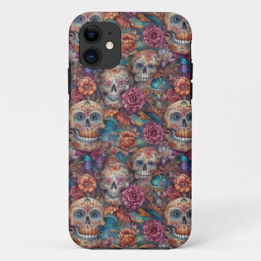 Sugar Skull Art - Schedels en Vlinders Case-Mate iPhone Case (Achterkant)