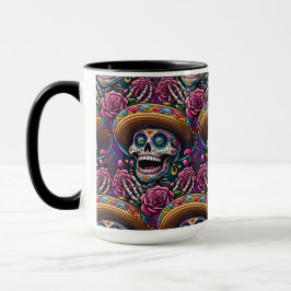 Sugar Skull Art - Skelet Sombrero Rozen Calavera Mok