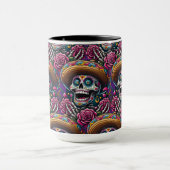 Sugar Skull Art - Skelet Sombrero Rozen Calavera Mok (Midden)