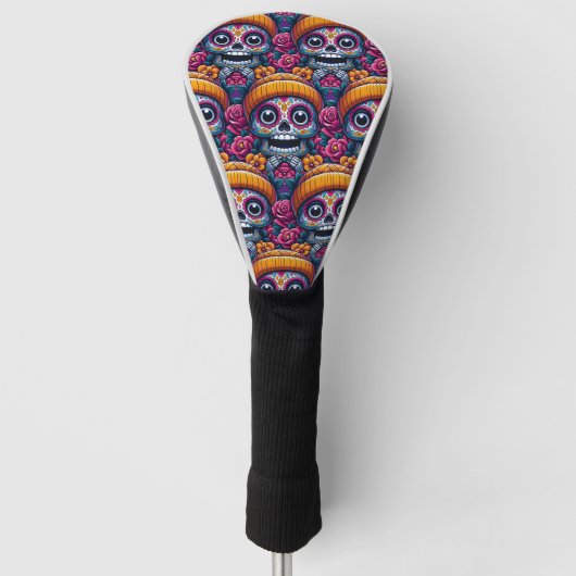 Sugar Skull Art - Skull in Beanie Calavera Golfheadcover (Voorkant)
