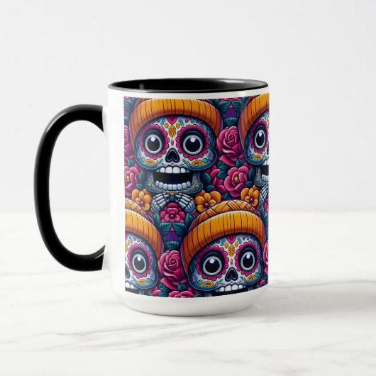 Sugar Skull Art - Skull in Beanie Calavera Mok (Links)