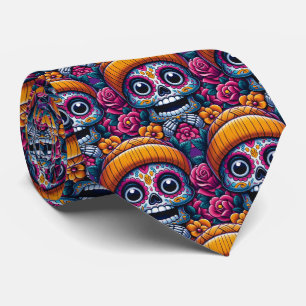 Sugar Skull Art - Skull in Beanie Calavera Stropdas