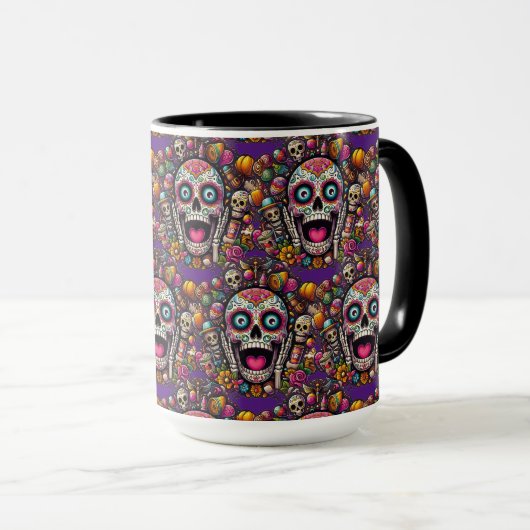 Sugar Skull Art - Snoep Skull Surprise Mok (Voorkant rechts)