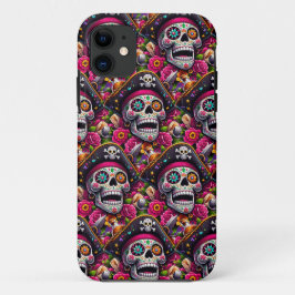 Sugar Skull Art - Swashbuckling Pirate Skull Case-Mate iPhone Case