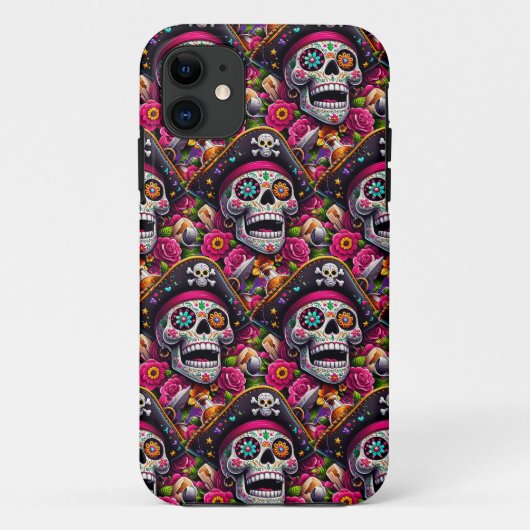 Sugar Skull Art - Swashbuckling Pirate Skull Case-Mate iPhone Case (Achterkant)