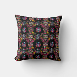 Sugar Skull Art -Top Hat Floral Fiesta Kussen