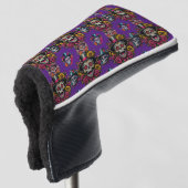 Sugar Skull Art -Top Hat Floral Fiesta (Paarse) Golfheadcover (3/4 voorkant)