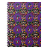 Sugar Skull Art -Top Hat Floral Fiesta (Paarse) Notitieboek (Voorkant)