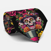 Sugar Skull Art -Top Hat Floral Fiesta Stropdas (Opgerold)