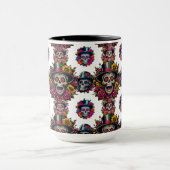 Sugar Skull Art -Top Hat Floral Fiesta (Wit) Mok (Midden)