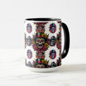 Sugar Skull Art -Top Hat Floral Fiesta (Wit) Mok (Voorkant rechts)