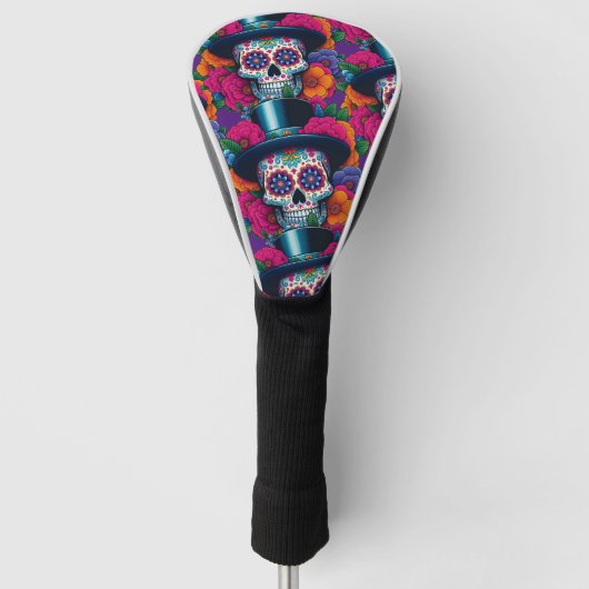 Sugar Skull Art - Top Hat Skull Golfheadcover (Voorkant)