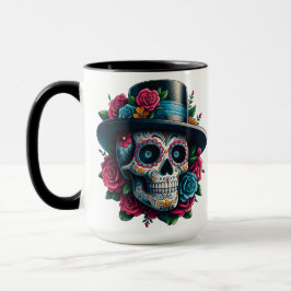Sugar Skull Art - Top Hoed en Roze Rozen Mok