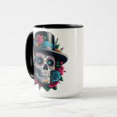 Sugar Skull Art - Top Hoed en Roze Rozen Mok (Voorkant links)