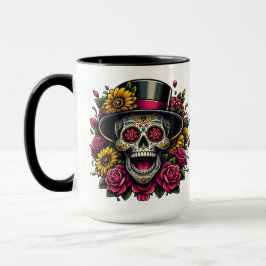 Sugar Skull Art - Tophoed en Zonnebloem Calavera Mok