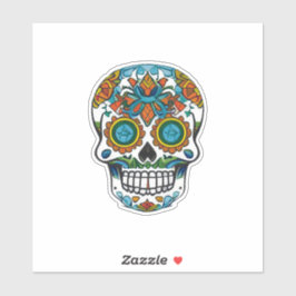 Sugar Skull Art - Traditioneel Kleurrijk Sticker