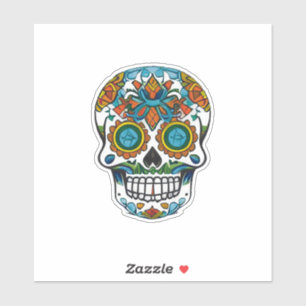 Sugar Skull Art - Traditioneel Kleurrijk Sticker