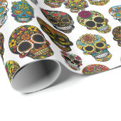 Sugar Skull Art - Traditioneel patroon (wit) Cadeaupapier (Rol Hoek)